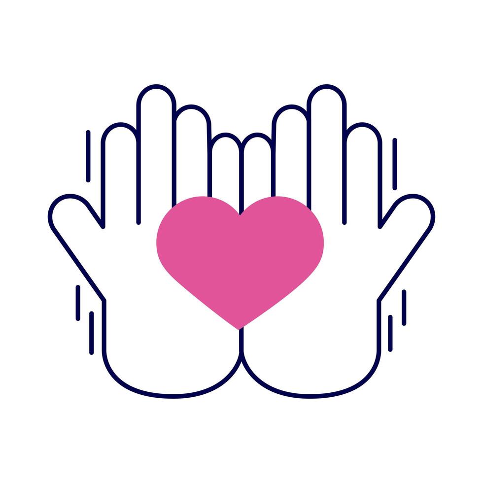 heart on hands vector