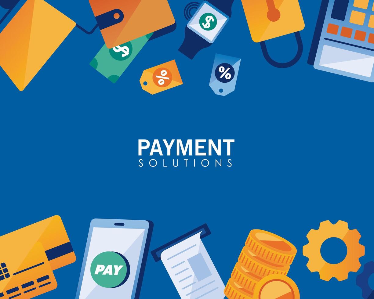 Payment solutions icons vector