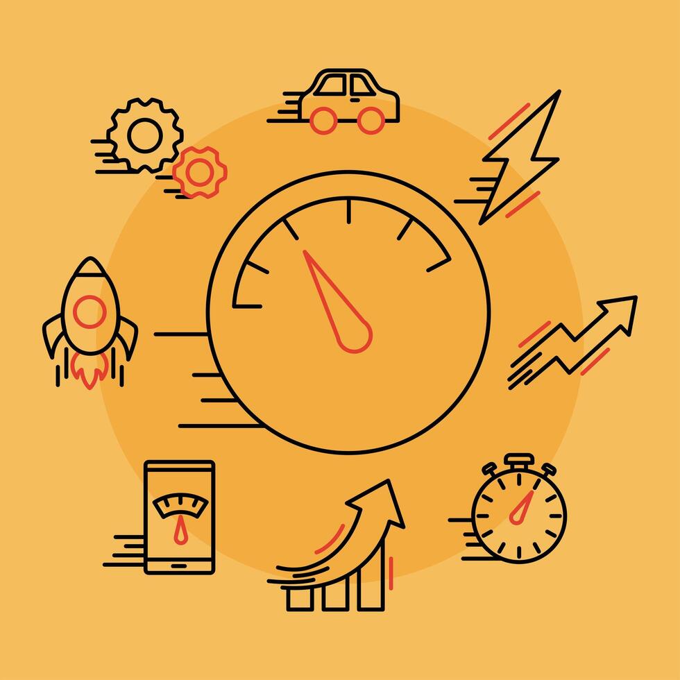 gauge and speed icons vector
