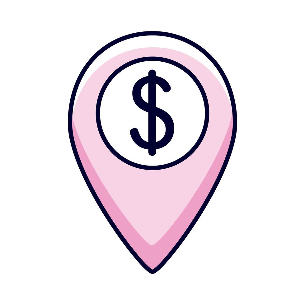 dollar symbol in gps mark vector