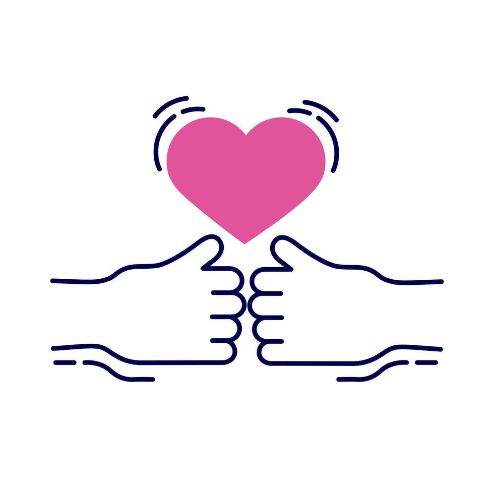 heart over hands vector