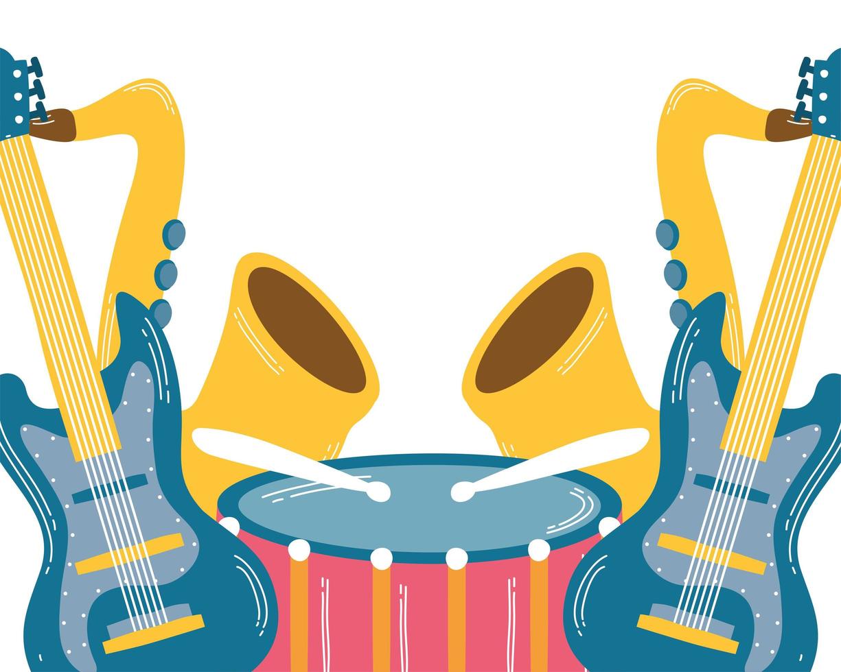drum and musical instruments icons vector