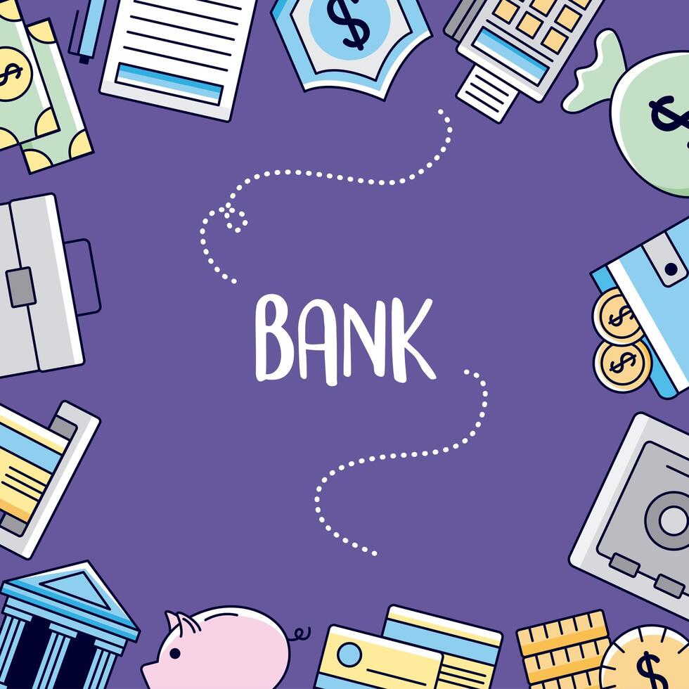 Bank icon set vector