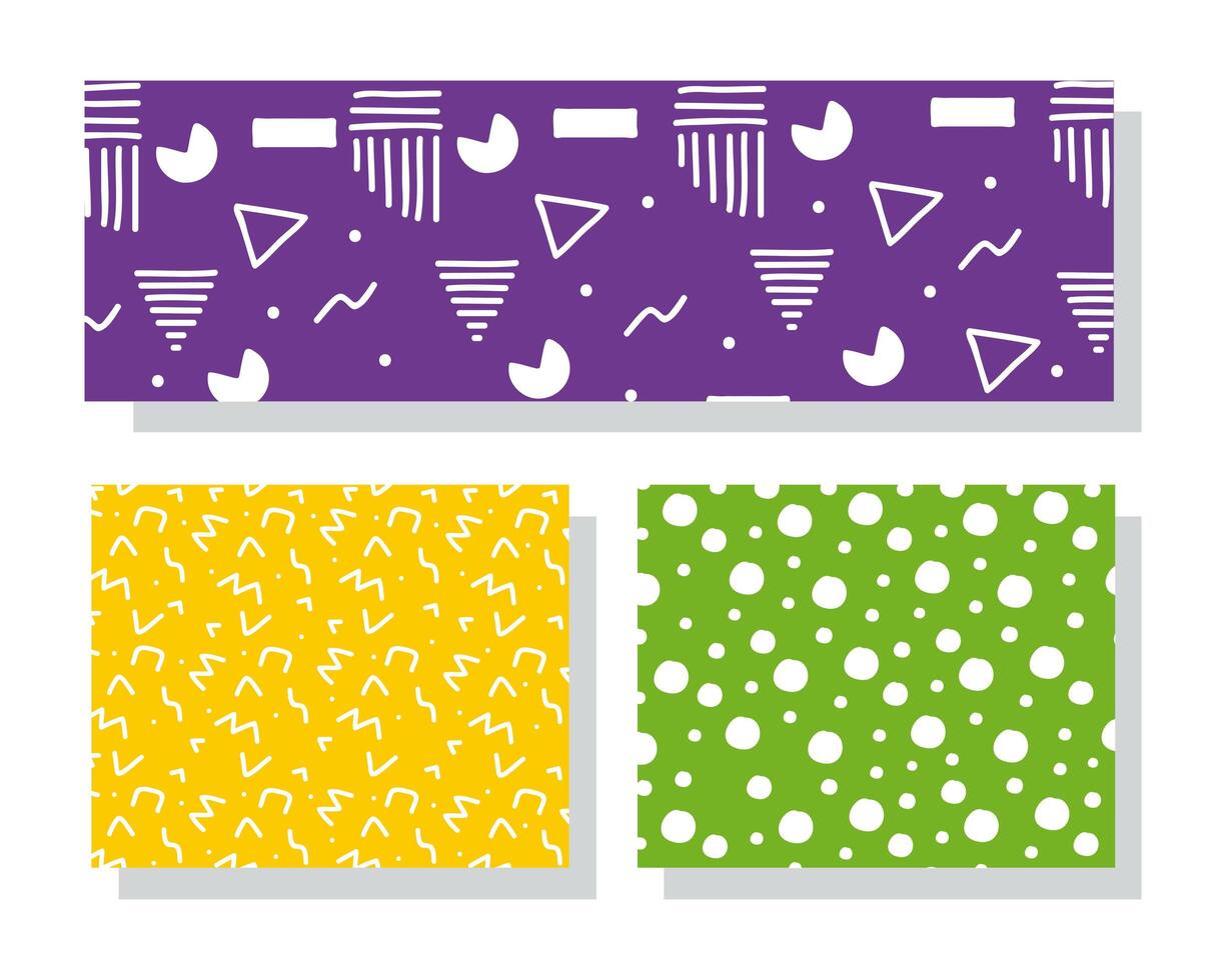 three textures memphis styles vector