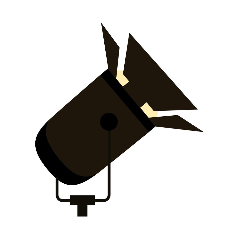 black spotlight device icon vector