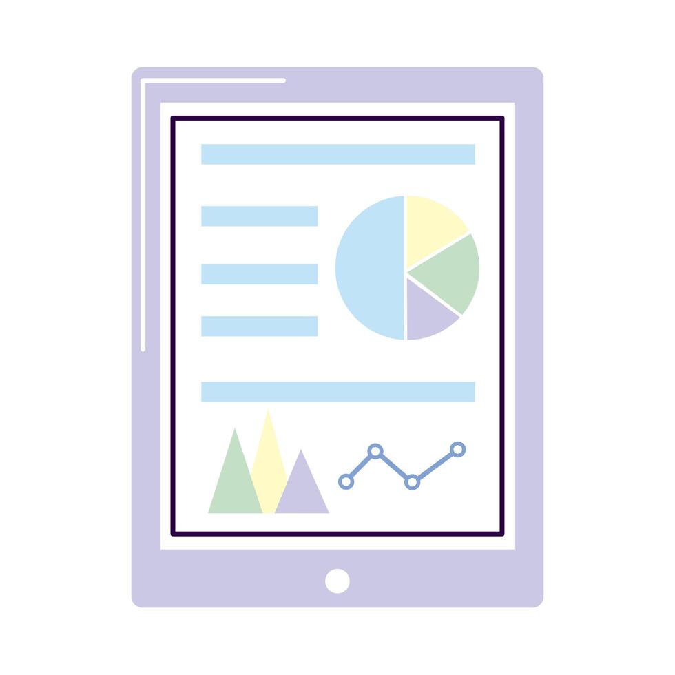 pie chart with data in tablet vector