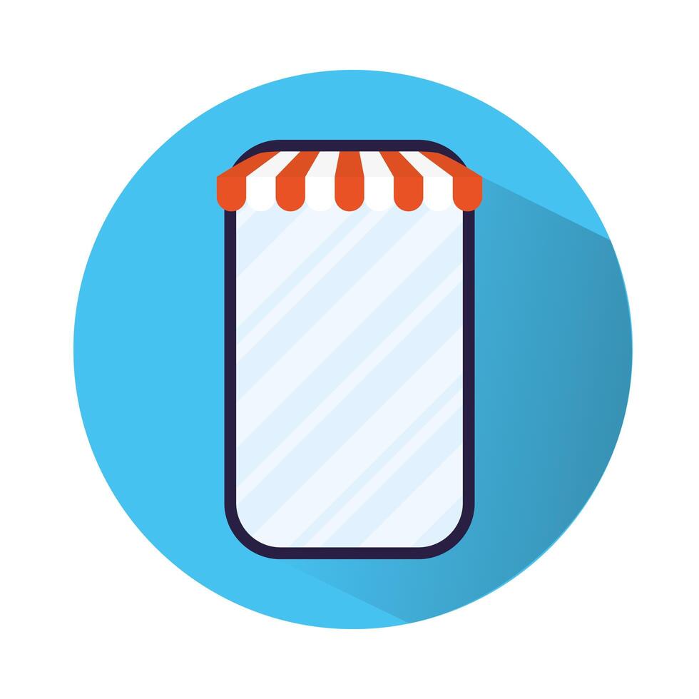 smartphone with parasol ecommerce technology vector