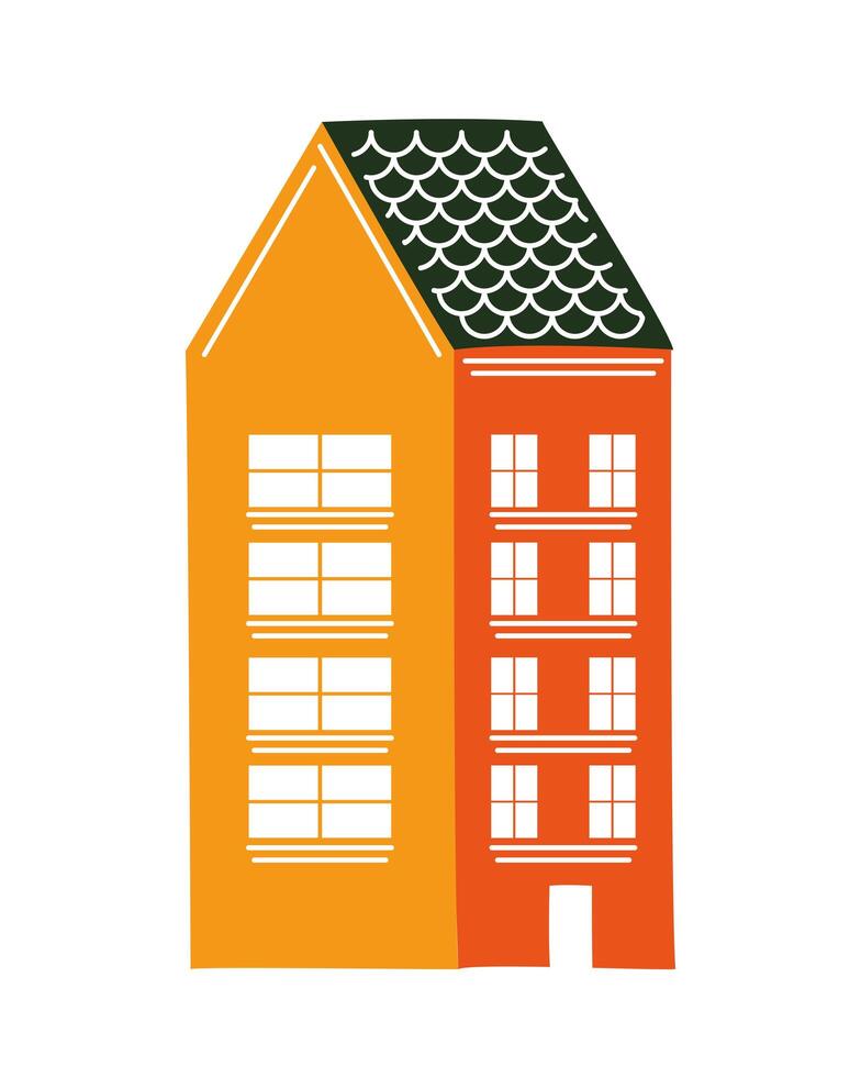 orange building with windows vector design