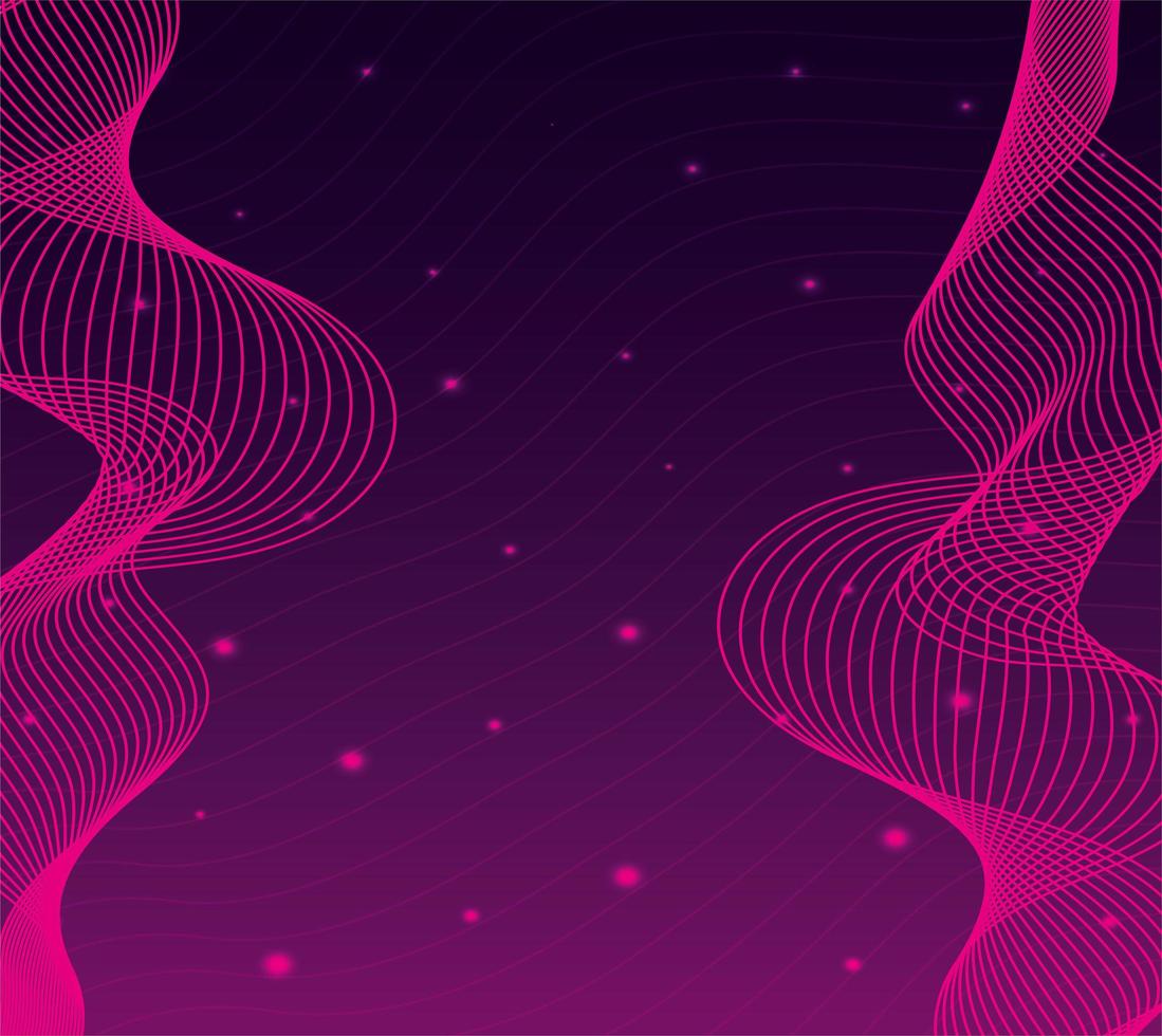 black waves sound pink background vector