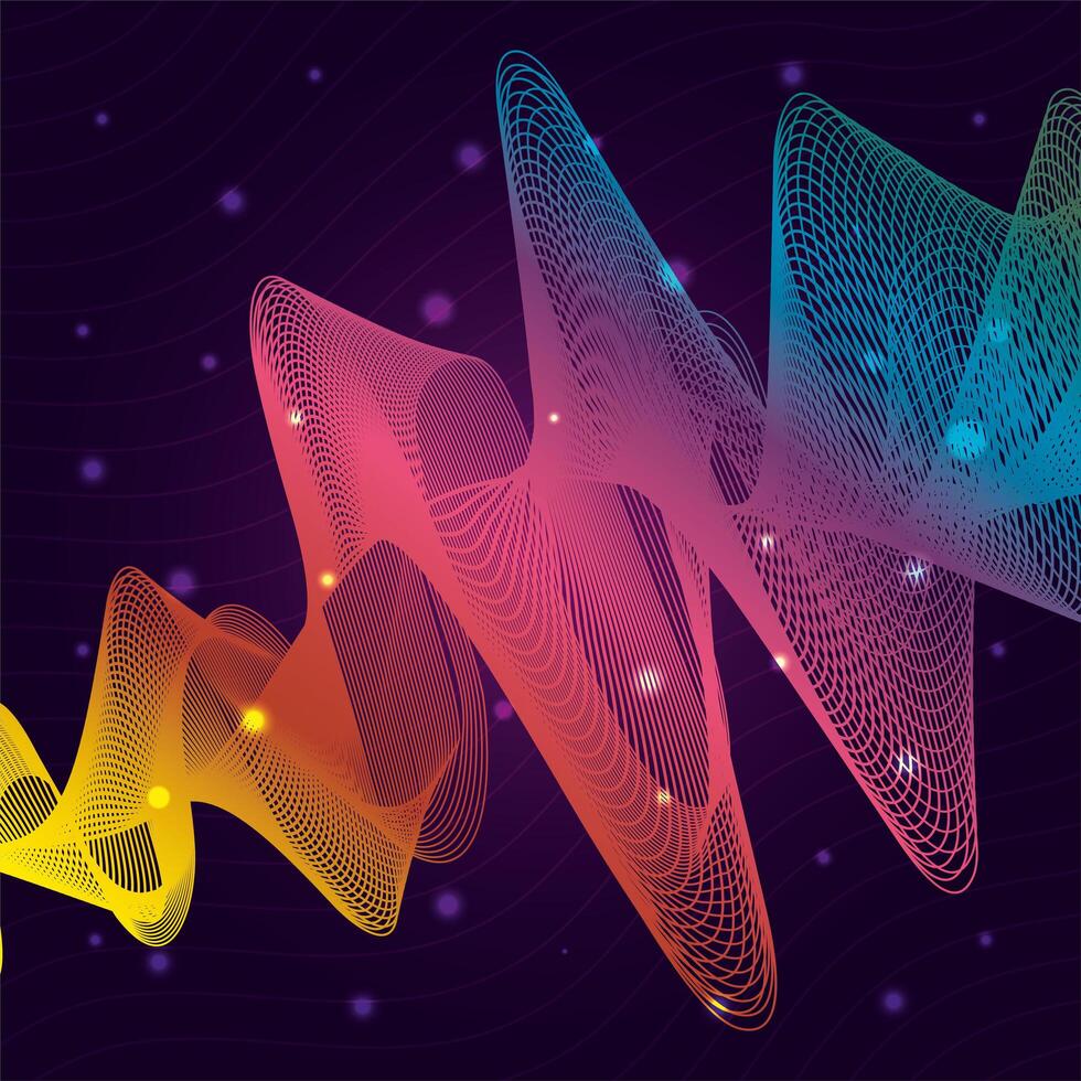 black waves sound blue background vector