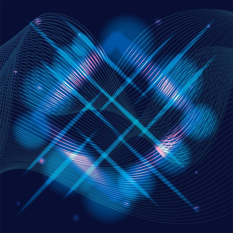 black waves sound blue background vector