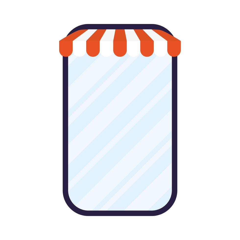 smartphone with parasol ecommerce technology vector