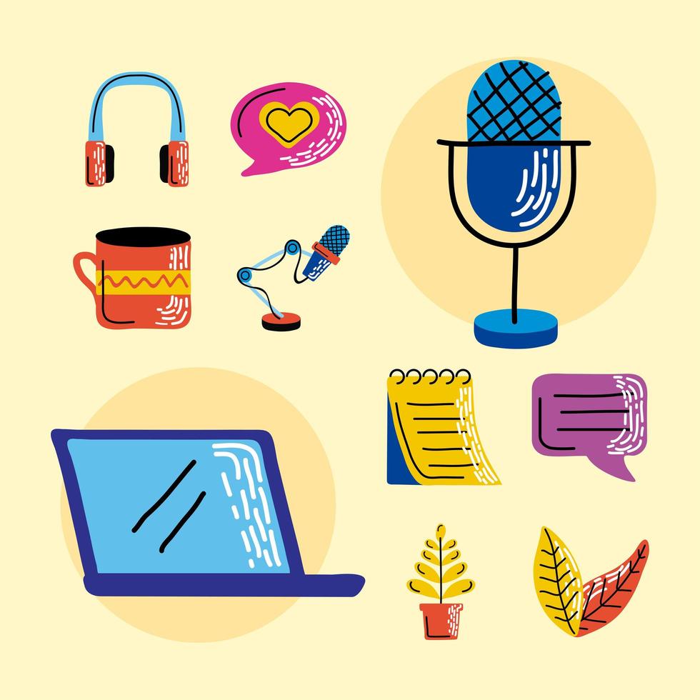 Podcast symbol collection vector