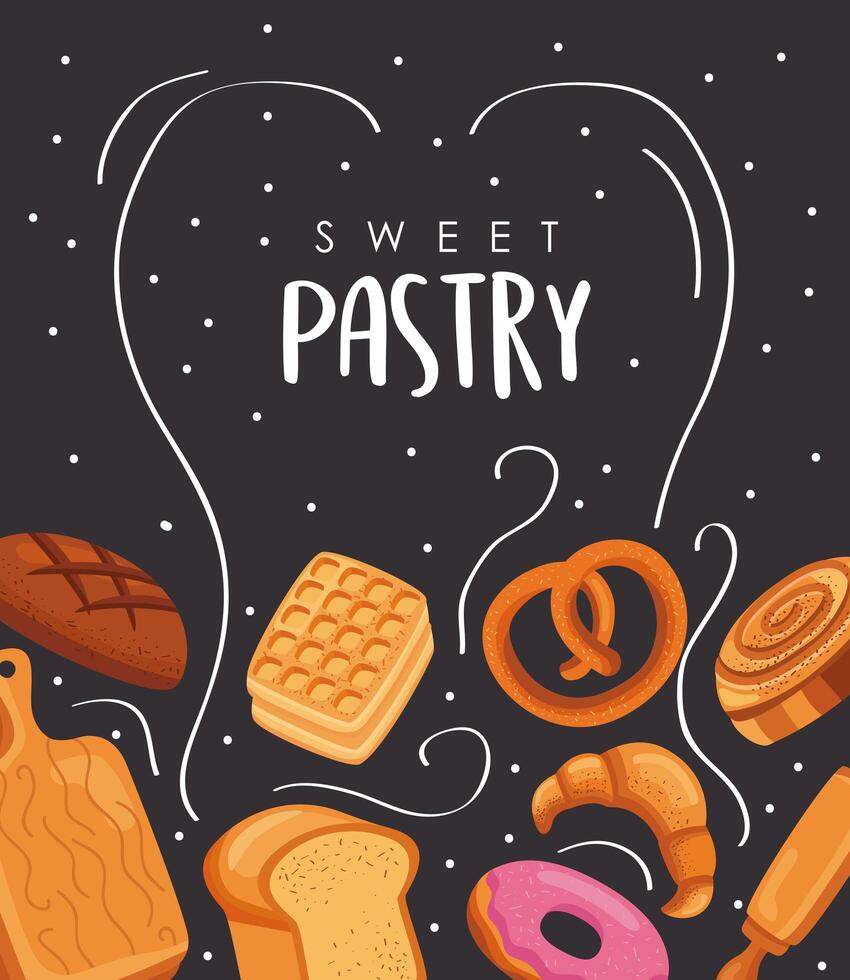 cartel de productos de pastelería dulce vector