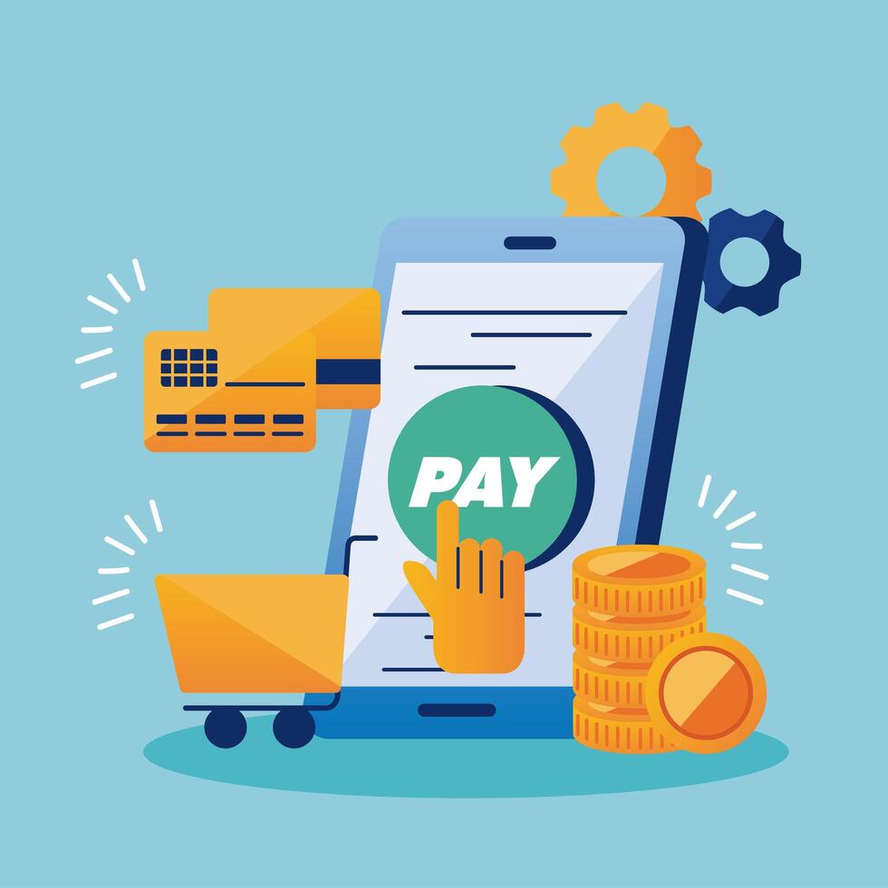 smartphone with payment solutions vector