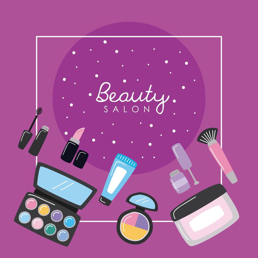 beauty salon square frame vector