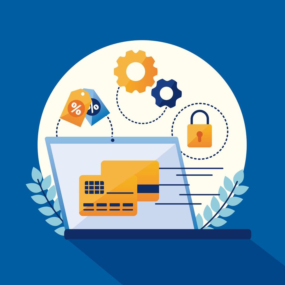 laptop with payment solutions vector