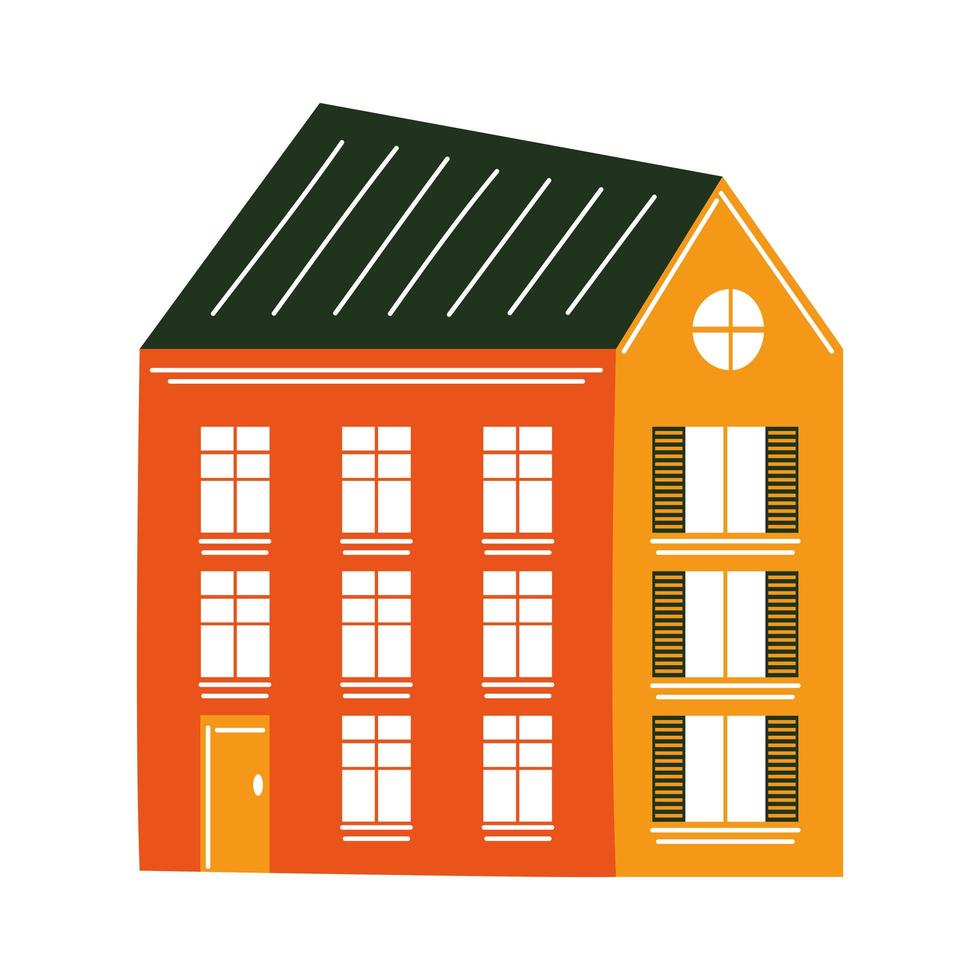 orange building isolated vector design