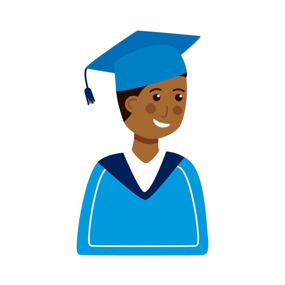 graduated afro boy with uniform vector