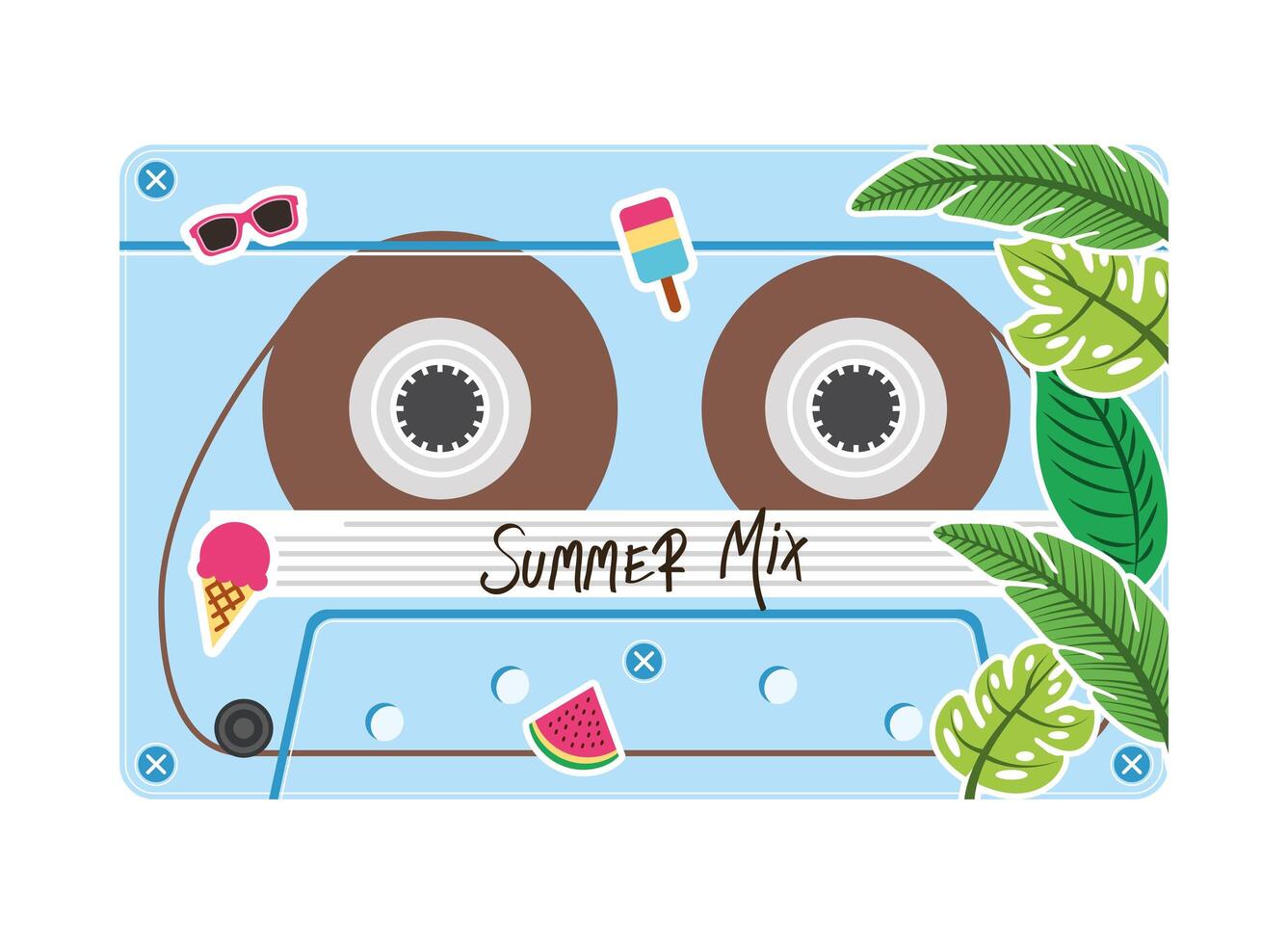 diseño de vector de cassette retro mezcla de verano