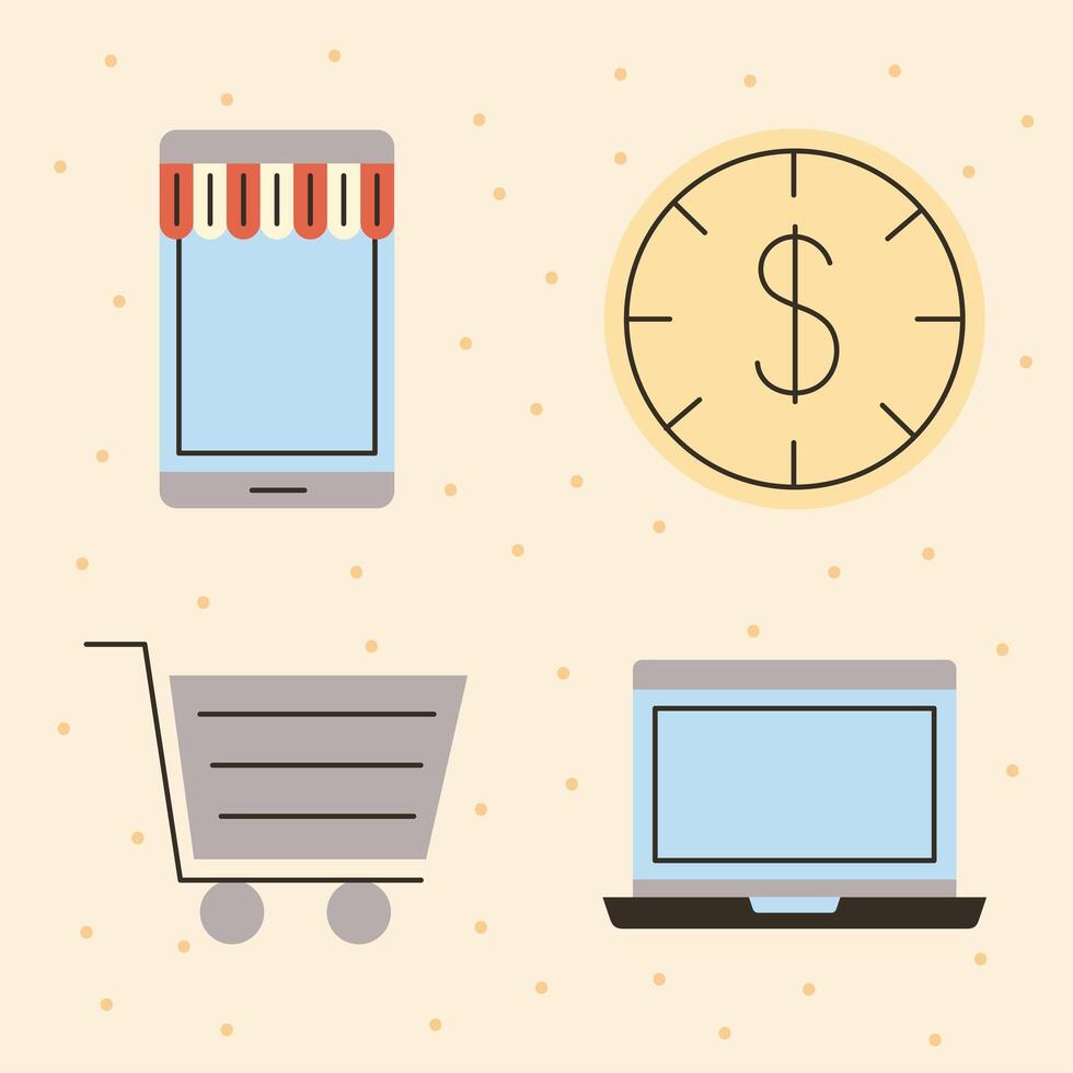 four order online icons vector