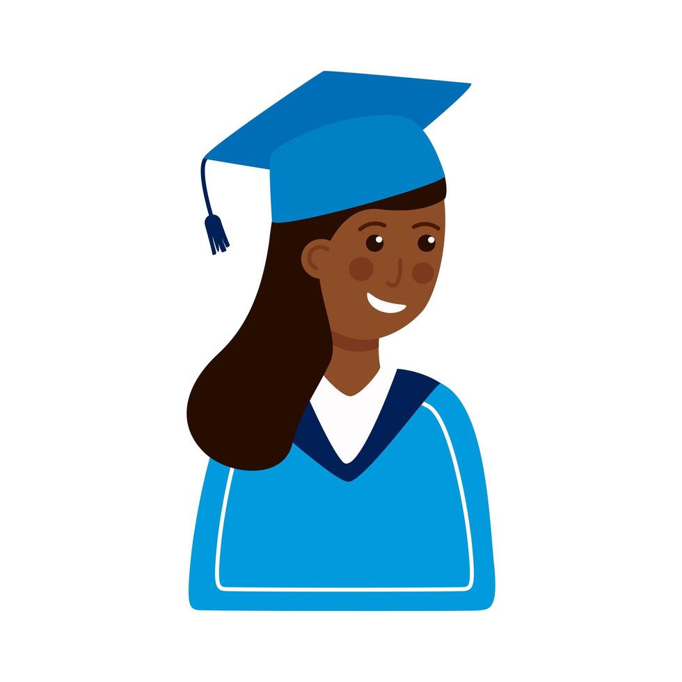 graduated afro girl with uniform vector