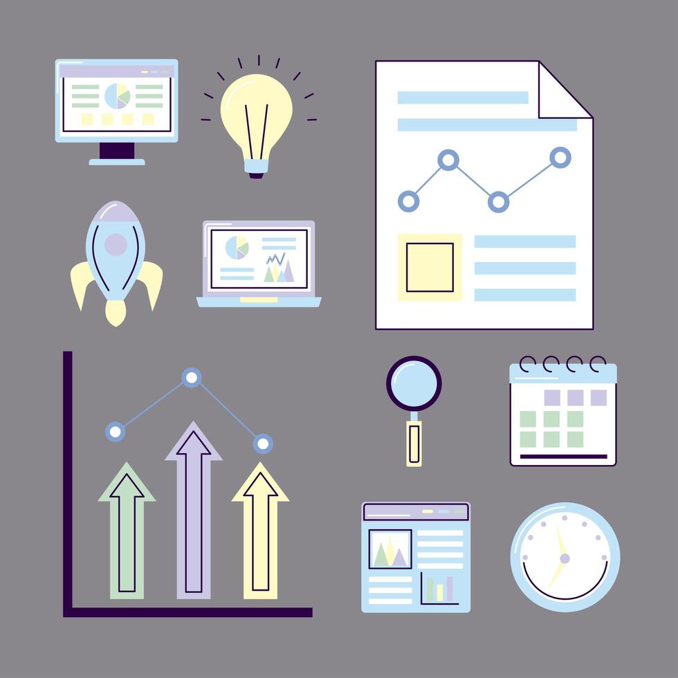 analytics icon collection vector