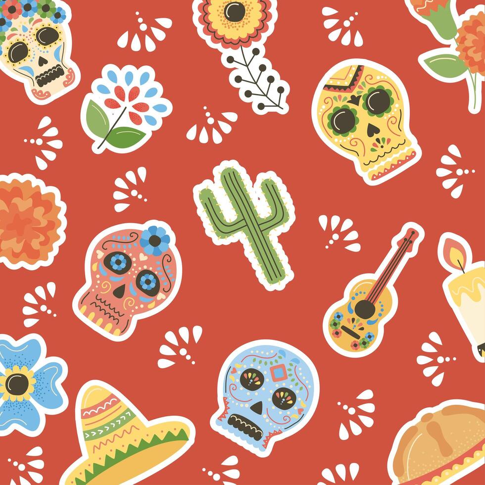 day of dead mexican pattern vector