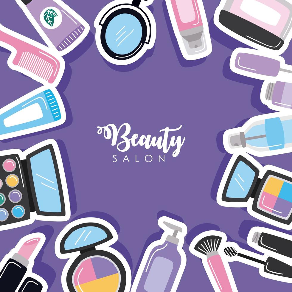 beauty salon frame icons vector