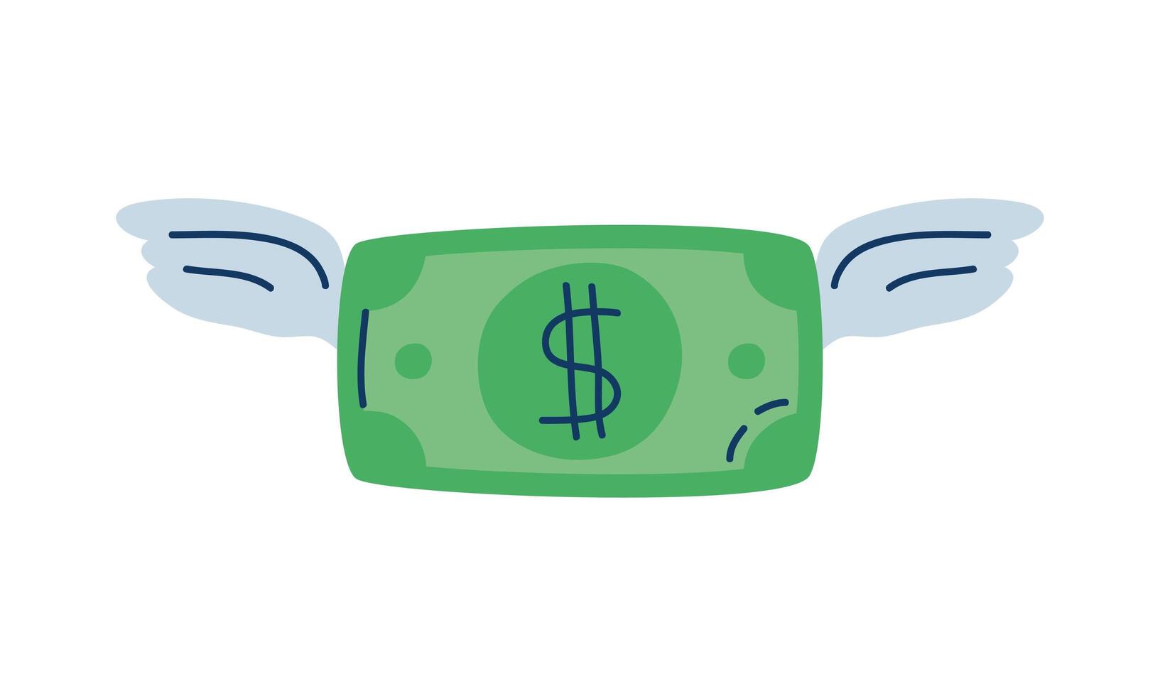bill money dollar with wings flying vector