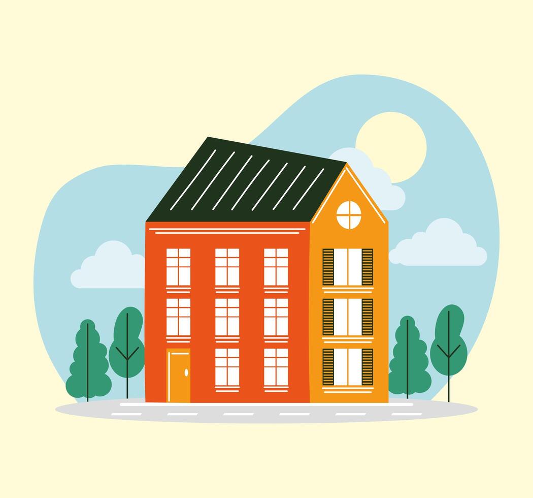 house at landscape vector design