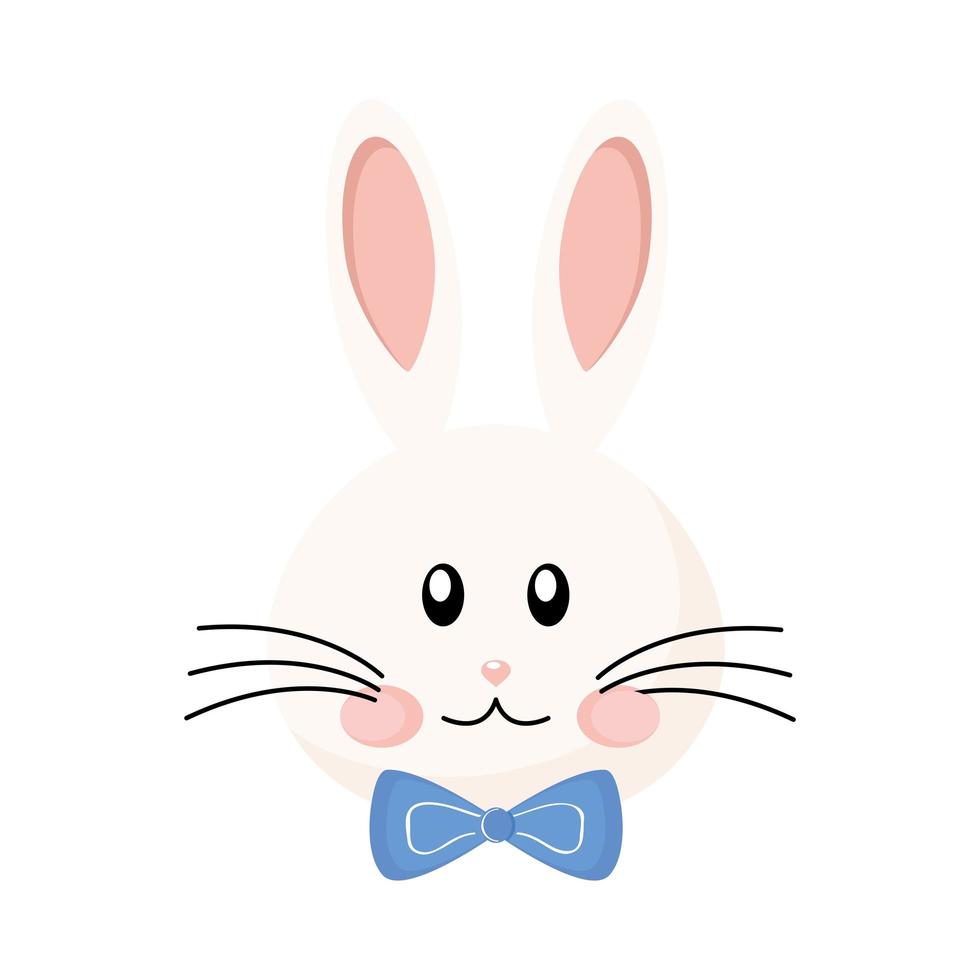 lindo conejo de pascua con personaje de cabeza de pajarita vector