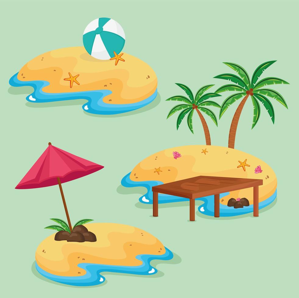 three islands scenes vector