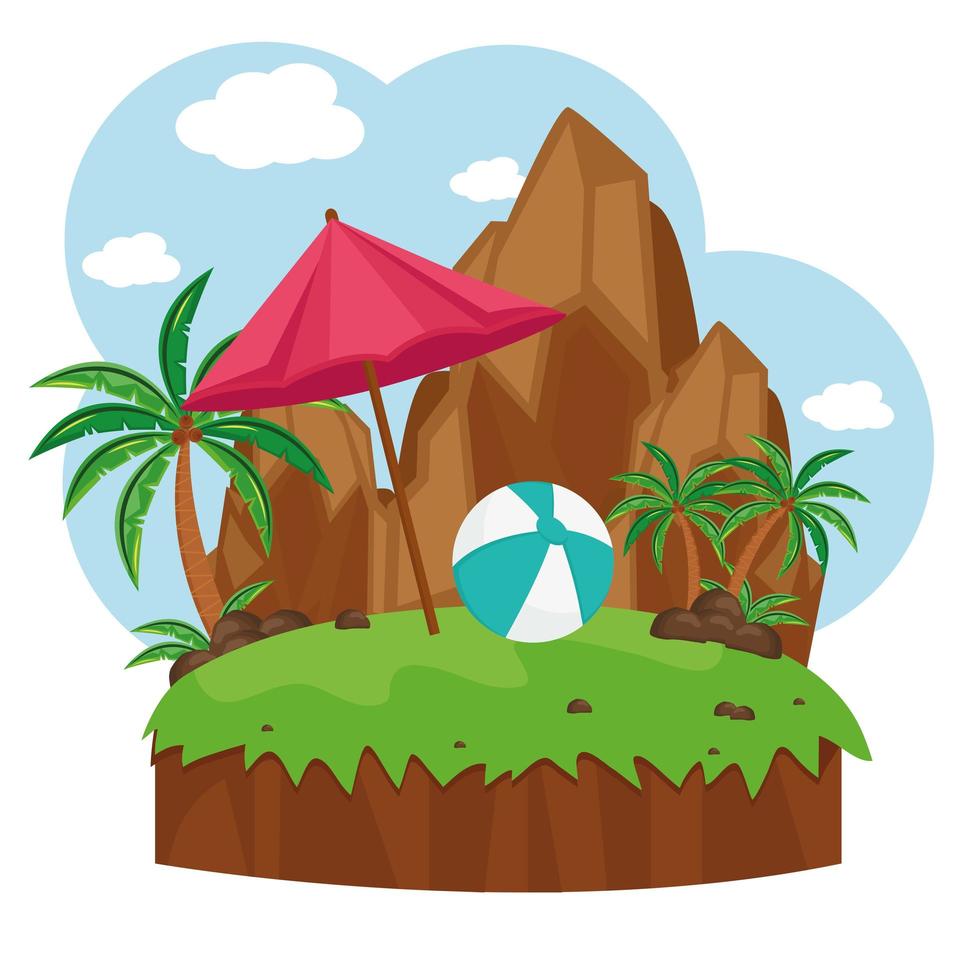 island with umbrella vector