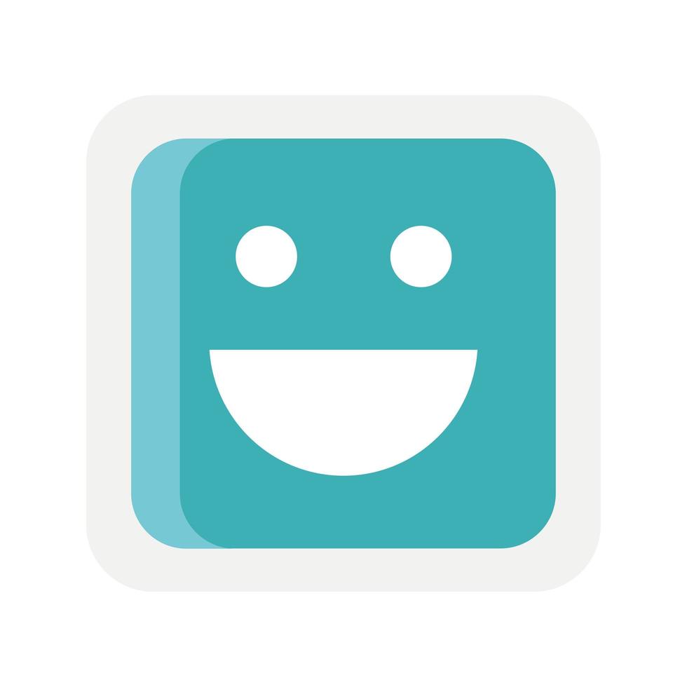 blue emoji square happy face vector