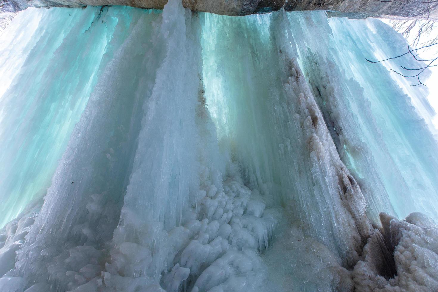 A large frozen waterfall. 3 cascading waterfall in Dagestan photo