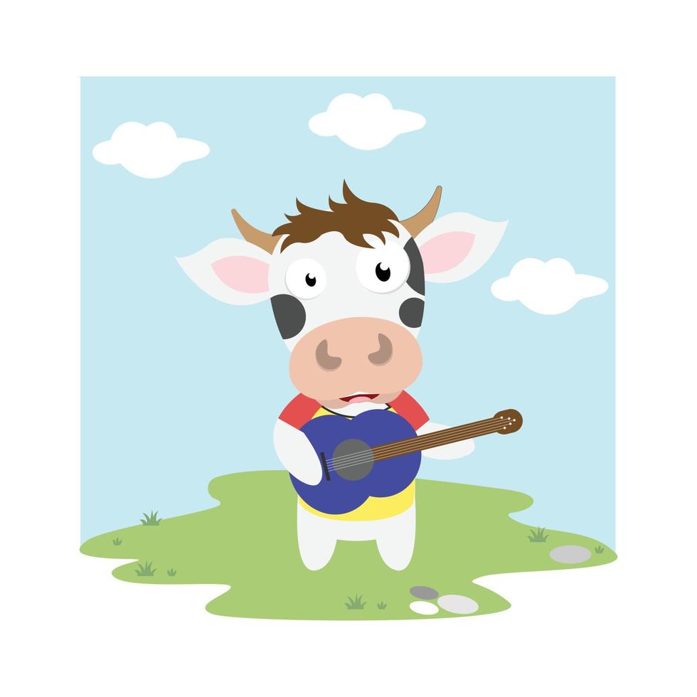 cute cow animal cartoon illustration vector