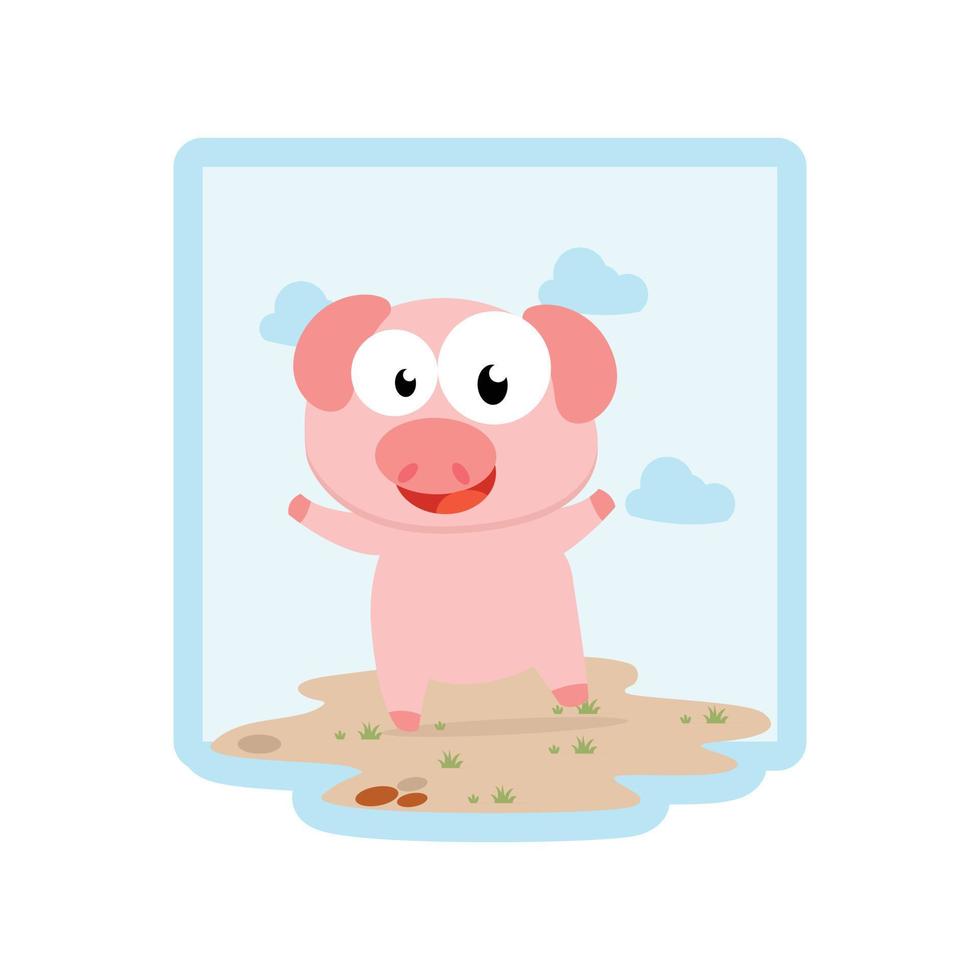 cute pig animal cartoon illustration vector