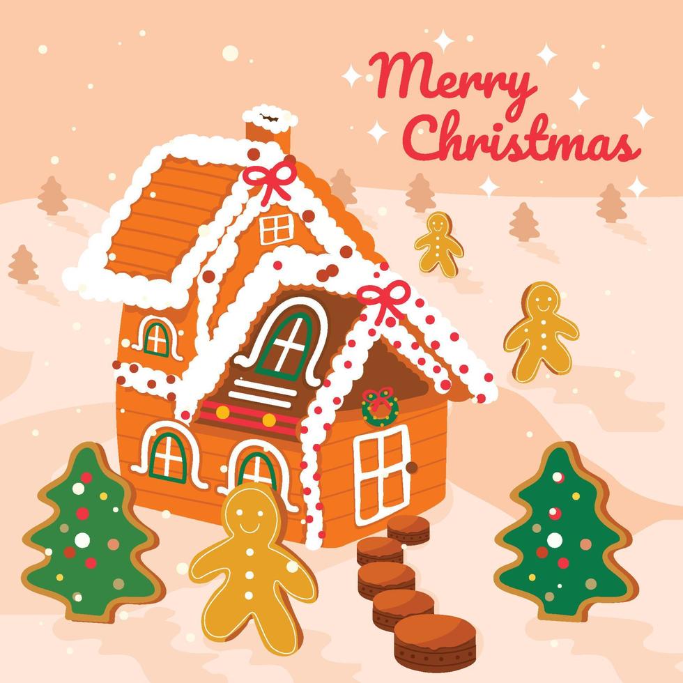 Santa Slide From Christmas Ginger House Concept vector