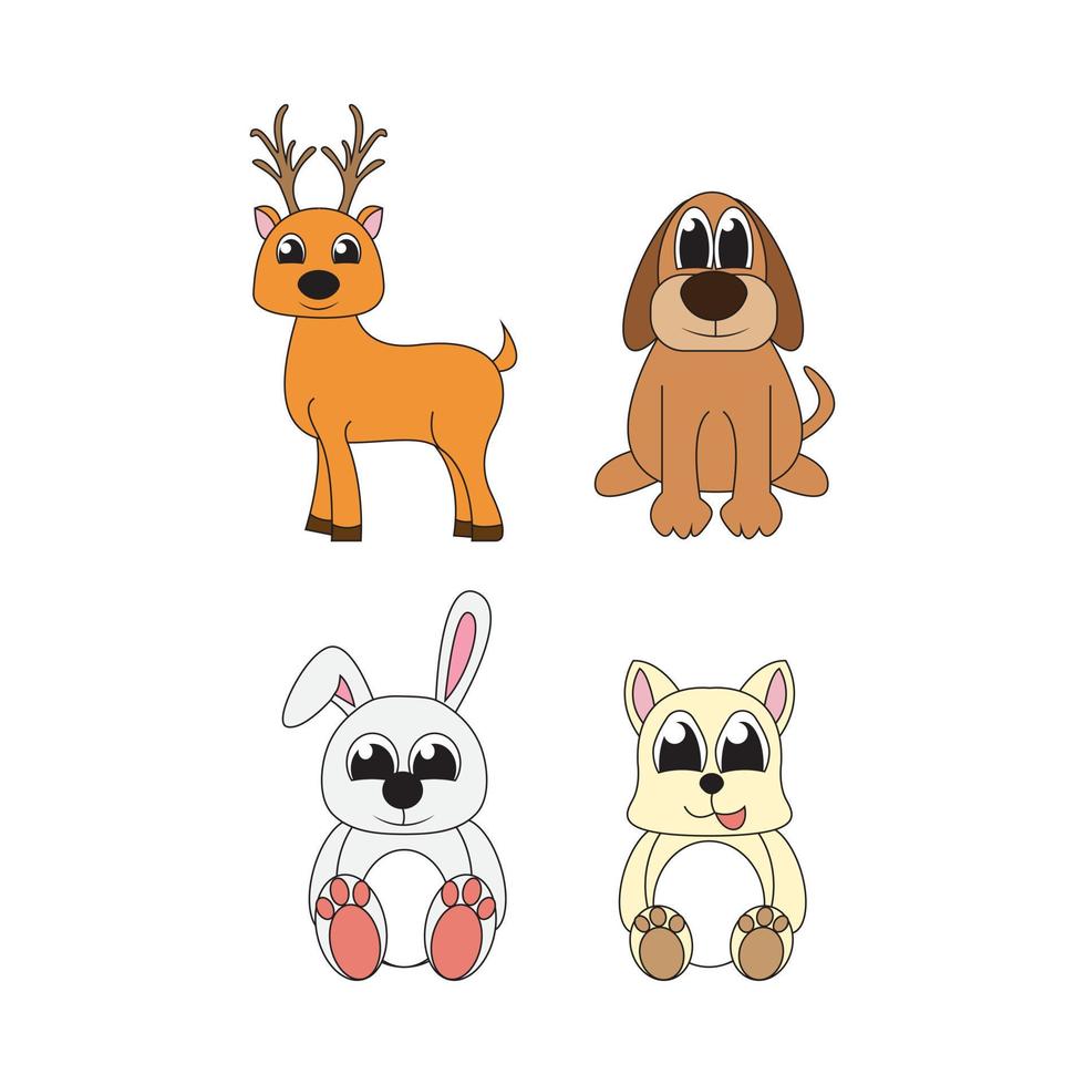 cute animal cartoon illustration vector