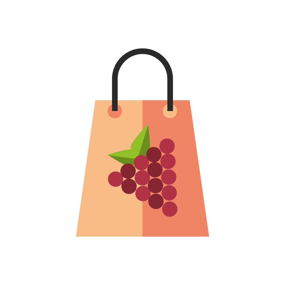 grapes fresh fruits in paper shopping bag vector
