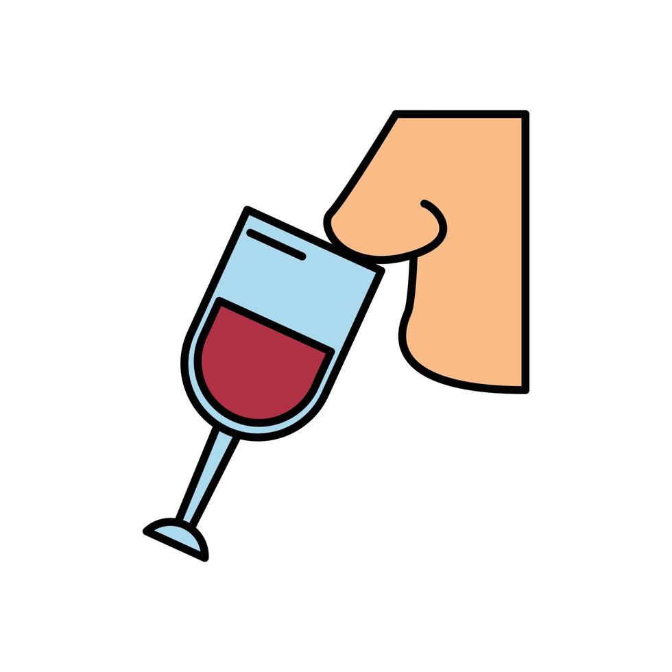 wine cup drink with nose smelling vector