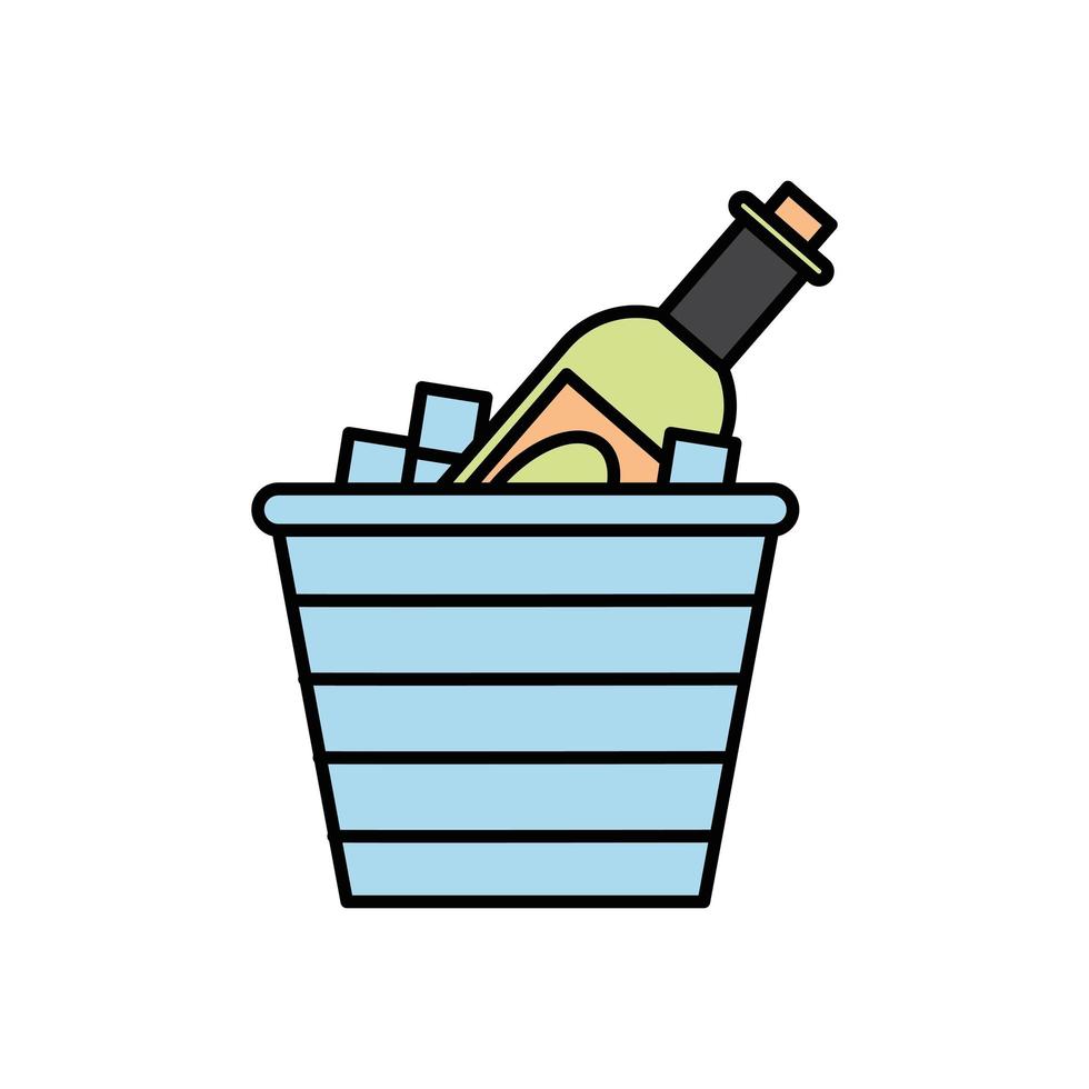 wine bottle drink in ice bucket vector