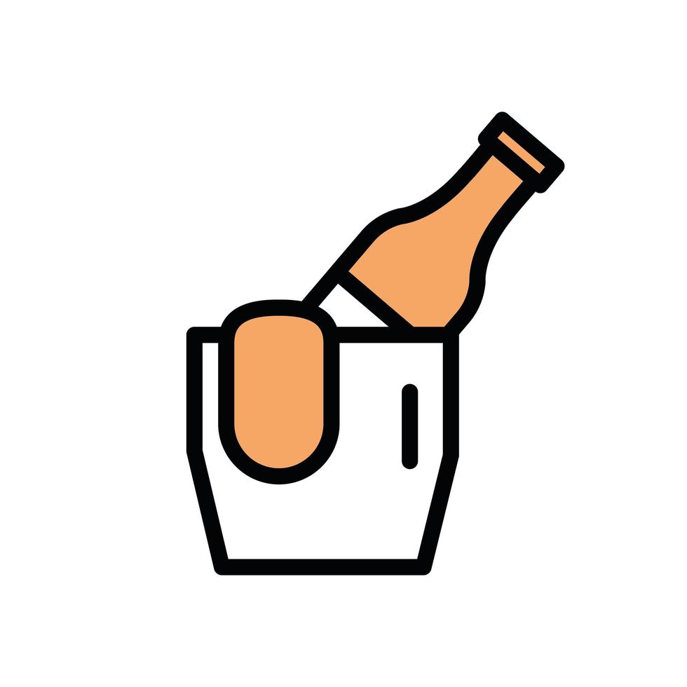 wine bottle in ice bucket icon vector