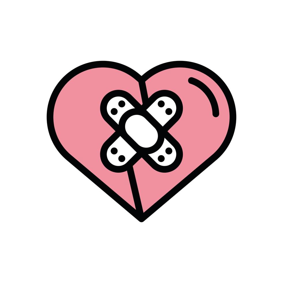 happy valentines day heart with cure bandages vector