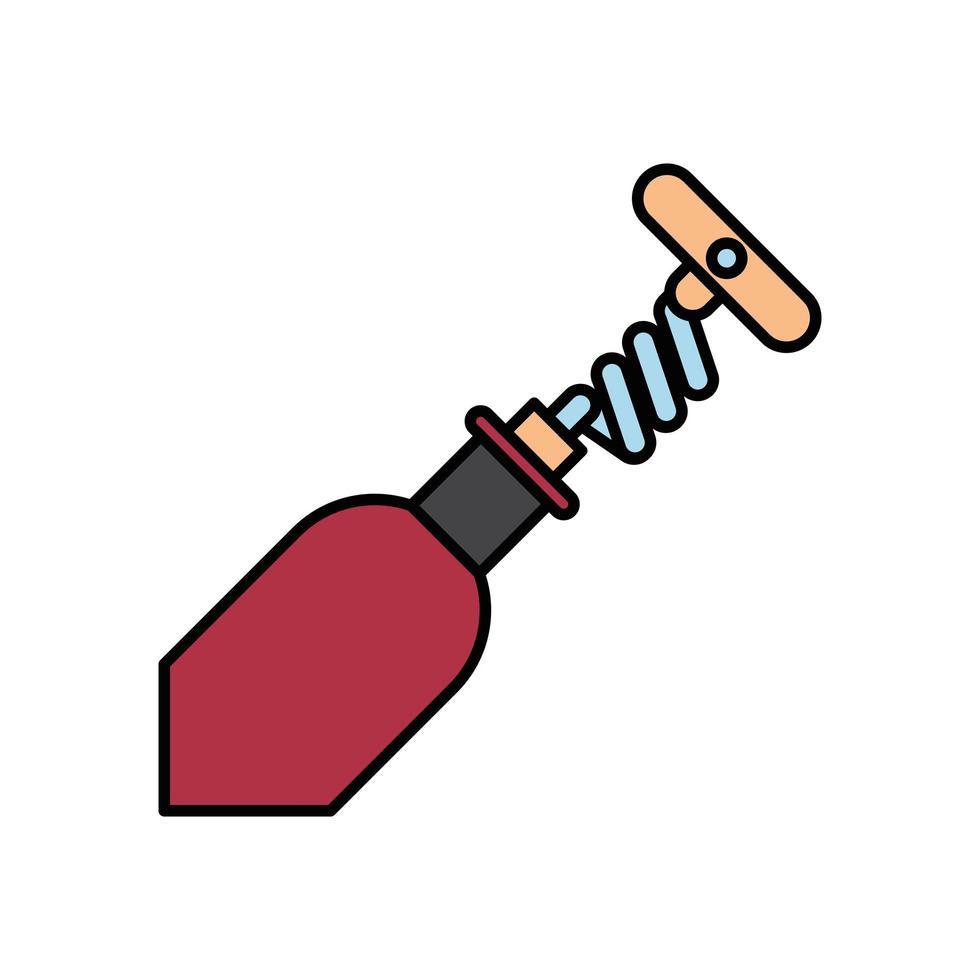 wine bottle drink with corkscrew vector