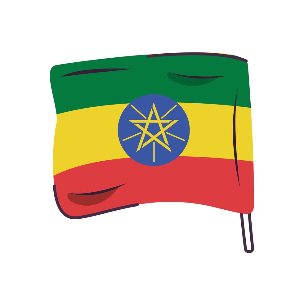 ethiopia flag country isolated icon vector