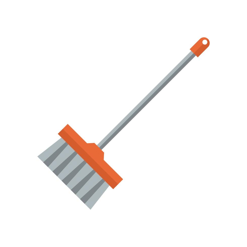 broom tool cleaning flat style vector