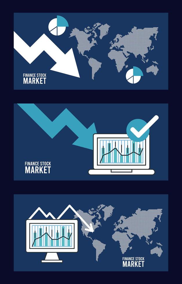 economic recession infographic with laptop and desktop vector