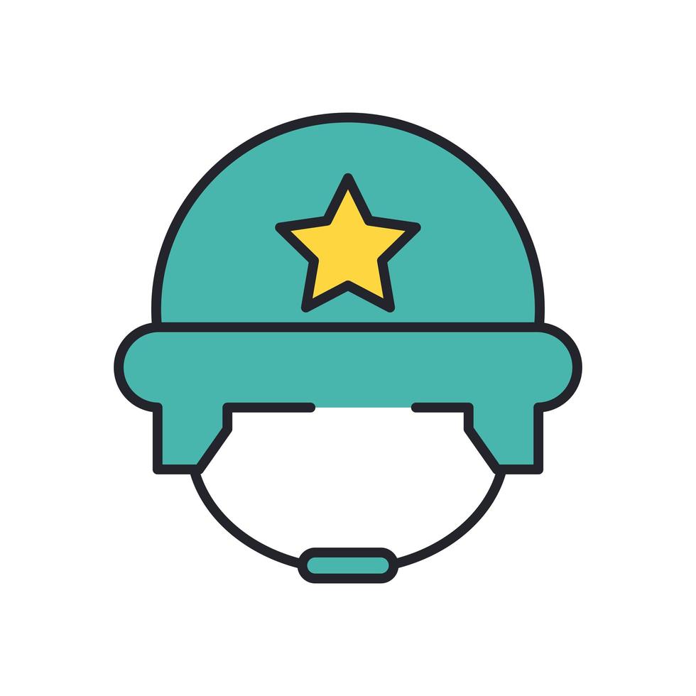 military force helmet line and fill style icon vector